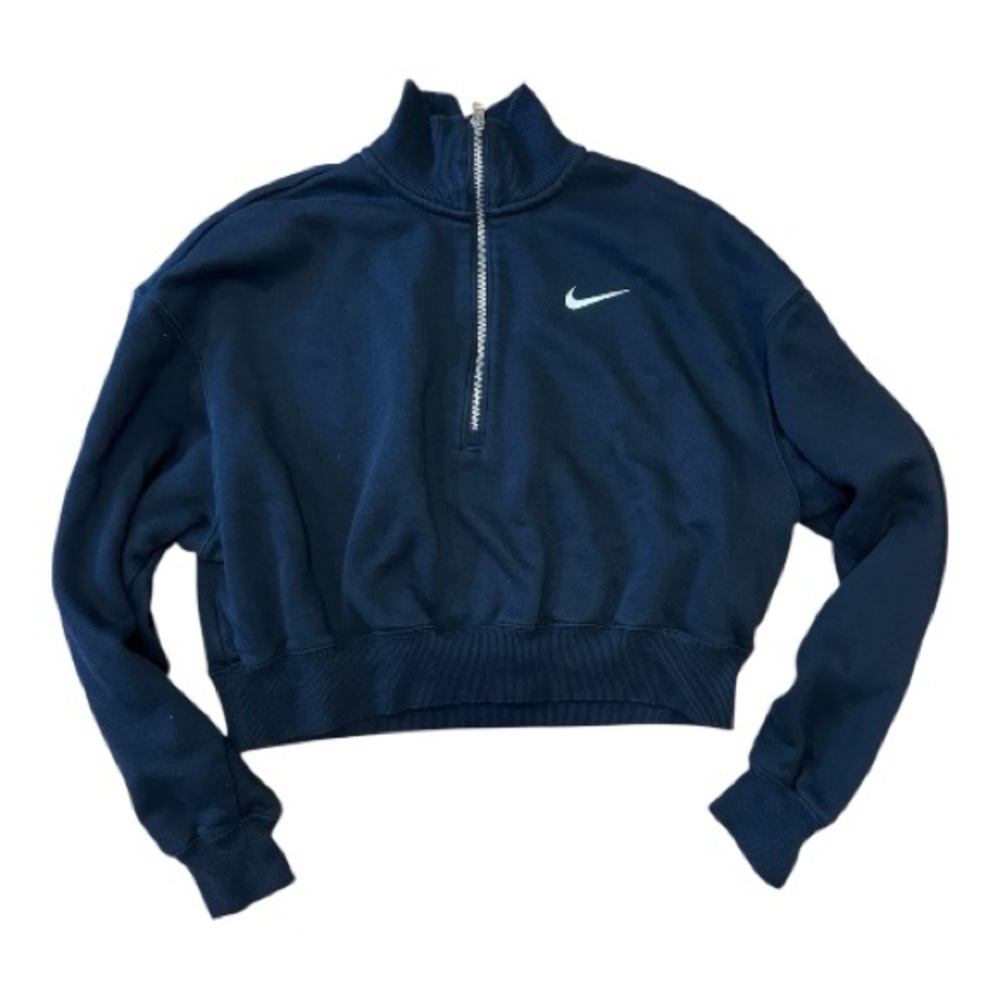 Nike Women's Black Quarter-Zip Cropped Sweatshirt